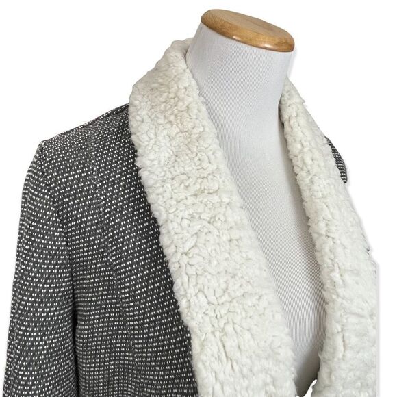 Jack By BB Dakota Tweed And Sherpa Style Open Cardigan Jacket Gray and White L - Picture 4 of 8